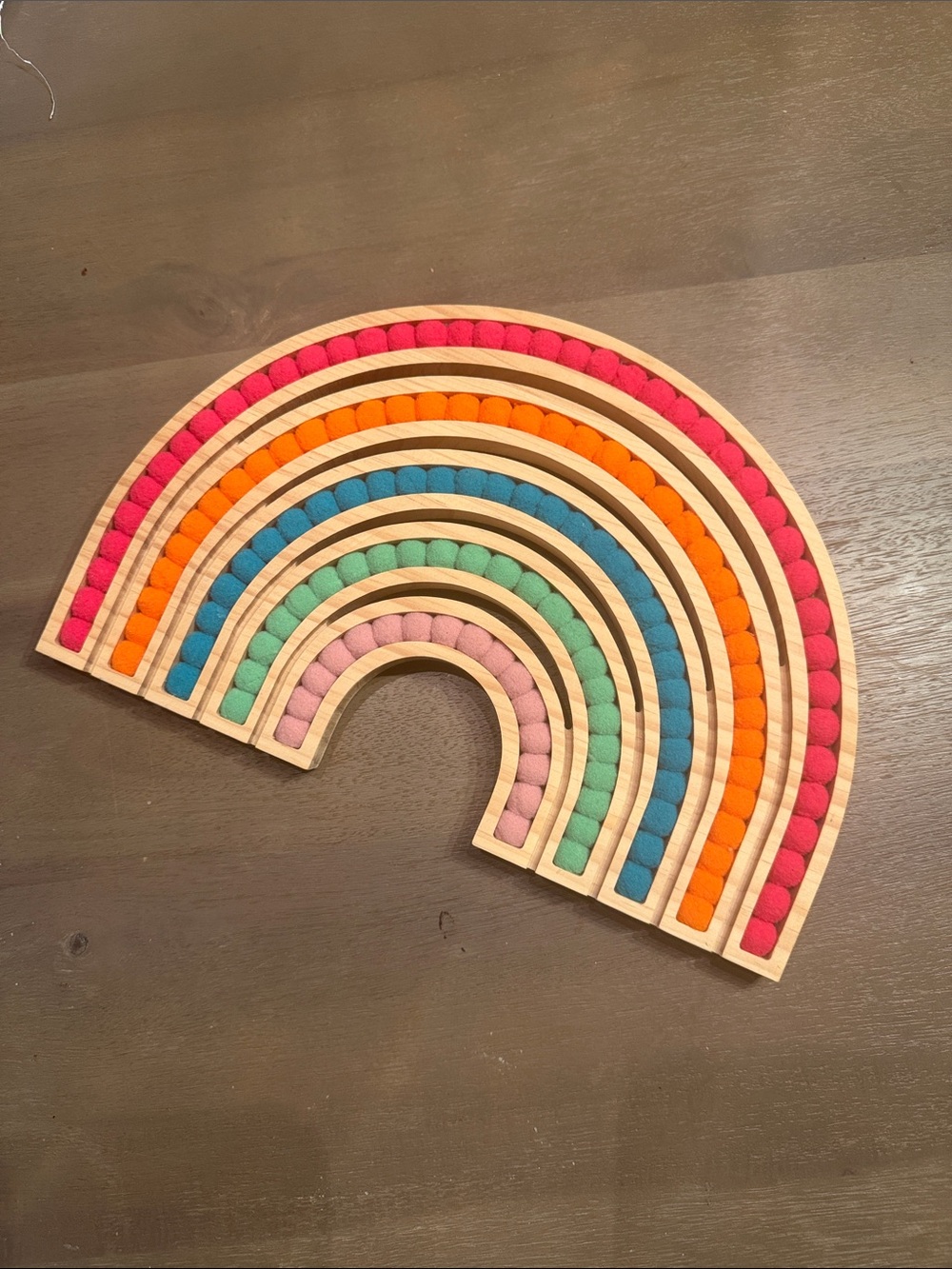 Target Wooden Rainbow Wall Art with Colorful Pop Pom Inlay